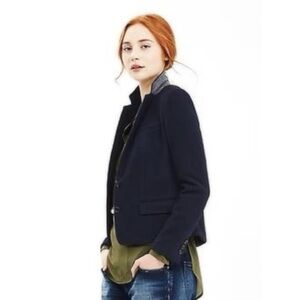 Banana Republic Navy Knit 2-Button Fitted Tailored Blazer Jacket 8